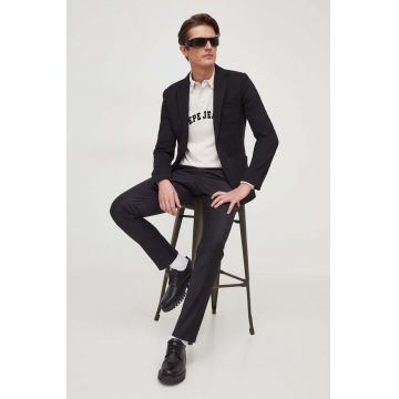 Karl Lagerfeld pantaloni de lana culoarea negru, drept