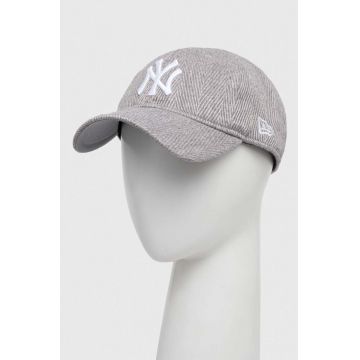 New Era șapcă din amestec de lână culoarea gri, cu imprimeu, NEW YORK YANKEES
