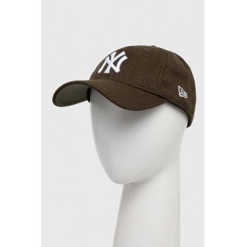New Era șapcă din amestec de lână culoarea verde, cu imprimeu, NEW YORK YANKEES