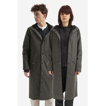 Rains geacă de ploaie Longer Jacket culoarea verde, de tranzitie 18360.GREEN-GREEN