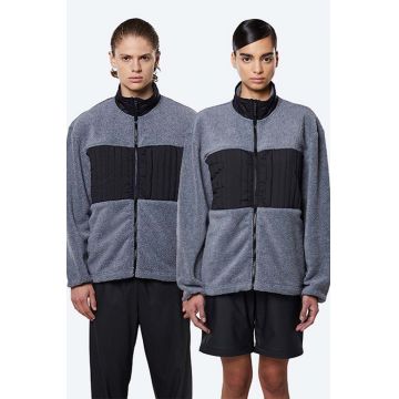 Rains geacă Fleece Jacket culoarea gri, de tranzitie, oversize 1852.HEATHERGREY-HEATHER.GR