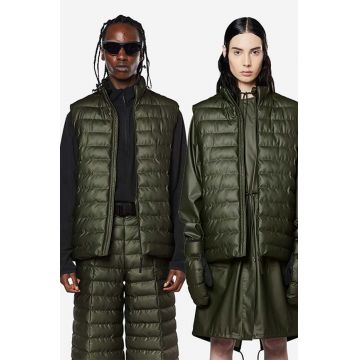 Rains vestă Trekker Vest culoarea verde, de tranzitie 15200.EVERGREEN-EVERGREEN