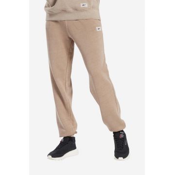 Reebok Classic pantaloni de trening din bumbac Natural Dye FT culoarea bej, uni HT8197-beige