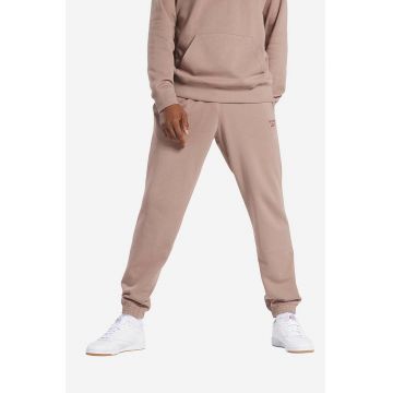 Reebok Classic pantaloni de trening din bumbac SV Pant culoarea maro, neted HS9144-brown