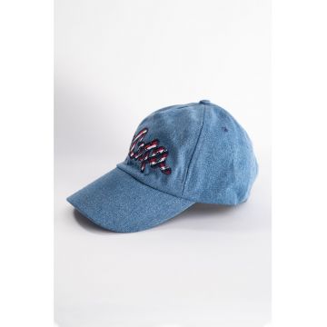 Sapca din denim cu inchidere velcro si aplicatie logo