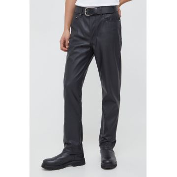 Won Hundred pantaloni bărbați, culoarea negru, drept 2099-16010