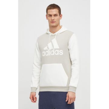 adidas bluză bărbați, culoarea bej, cu glugă, cu model IR9986