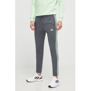 adidas pantaloni de trening culoarea gri, neted