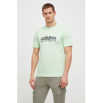 adidas tricou din bumbac barbati, culoarea verde, cu imprimeu