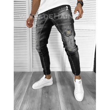 Blugi barbati conici negri B9488 O3-1.1