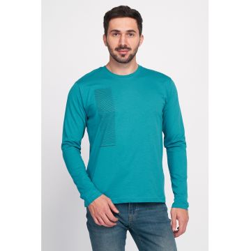 Bluza din bumbac cu decolteu la baza gatului