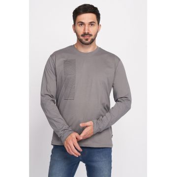Bluza din bumbac cu decolteu la baza gatului