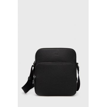 BOSS borseta de piele culoarea negru