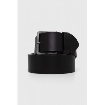 BOSS curea de piele barbati, culoarea negru