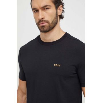 Boss Green tricou barbati, culoarea negru, cu imprimeu