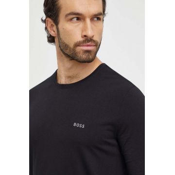 BOSS longsleeve lounge culoarea negru, neted