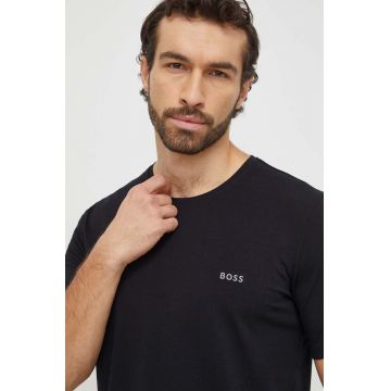 BOSS tricou barbati, culoarea negru, neted