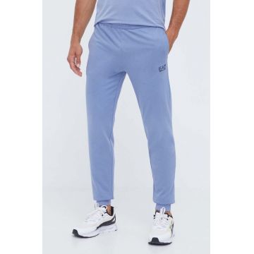 EA7 Emporio Armani pantaloni de trening din bumbac neted