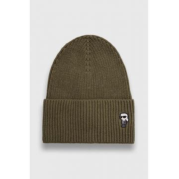Karl Lagerfeld caciula din amestec de lana culoarea verde, din tricot gros