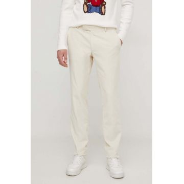 Karl Lagerfeld pantaloni de catifea cord culoarea bej, mulata