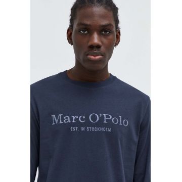 Marc O'Polo longsleeve din bumbac culoarea albastru marin, cu imprimeu