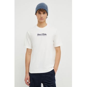 Marc O'Polo tricou din bumbac barbati, culoarea bej, cu imprimeu