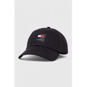 Tommy Jeans șapcă de baseball din bumbac culoarea negru, cu imprimeu, AM0AM12016