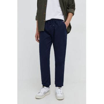 Tommy Jeans pantaloni bărbați, culoarea bleumarin DM0DM18343