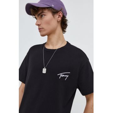 Tommy Jeans tricou din bumbac bărbați, culoarea negru, cu imprimeu DM0DM17994