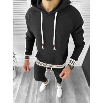 Trening barbati slim fit Pantaloni + Hanorac negru 12405 97-1.1
