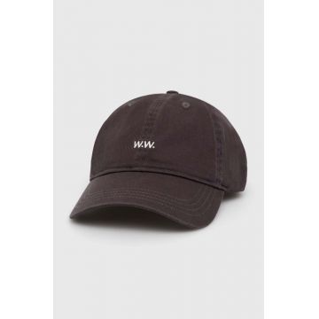 Wood Wood șapcă de baseball din bumbac Low Profile culoarea maro, neted