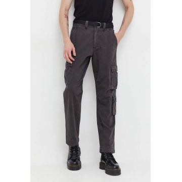 Abercrombie & Fitch pantaloni barbati, culoarea gri, cu fason cargo