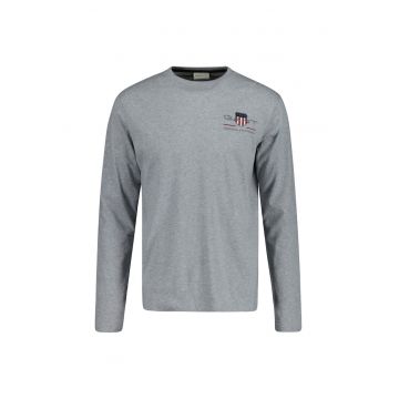 Bluza regular fit cu decolteu la baza gatului Shield - Gri