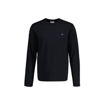 Bluza regular-fit din bumbac cu decolteu la baza gatului Shield - Negru
