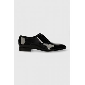 BOSS pantofi de piele Evening barbati, culoarea negru, 50499833