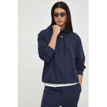 HUGO hanorac de bumbac barbati, culoarea albastru marin, cu glugă, neted, 50486478