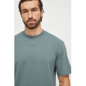 HUGO tricou din bumbac barbati, culoarea verde, neted