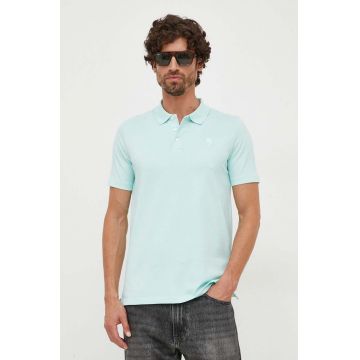 Karl Lagerfeld tricou polo barbati, culoarea turcoaz, neted