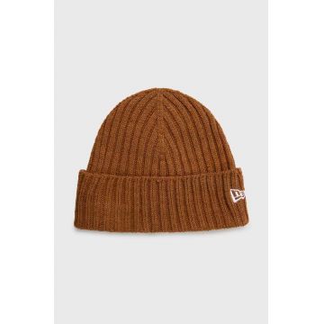 New Era caciula Cuff Beanie culoarea maro, din tesatura neteda, 60364240