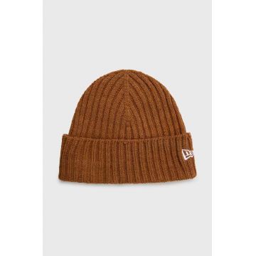 New Era căciulă Cuff Beanie culoarea maro, din tesatura unia, 60364240