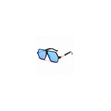 Ochelari de Soare, Zamo®, Pixel Blue, Protectie UV400, Model Hexagonal, Rama Neagra, Lentile Albastre