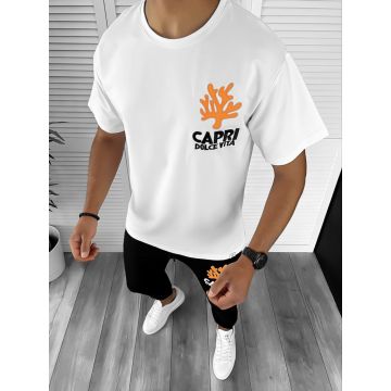 Tricou barbati alb/verde oversize B7962 P19-1.3