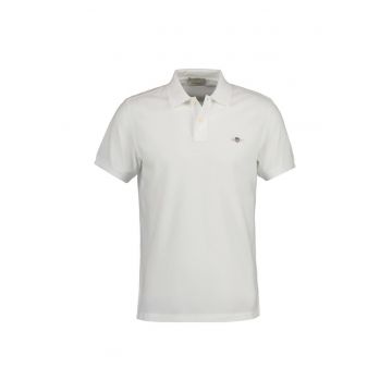 Tricou polo slim fit Shield - Alb