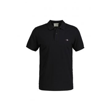 Tricou polo slim fit Shield - Negru