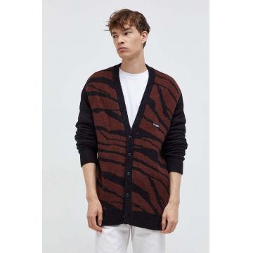 Volcom cardigan din amestec de lana culoarea maro