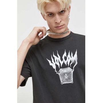 Volcom tricou din bumbac barbati, culoarea gri, cu imprimeu