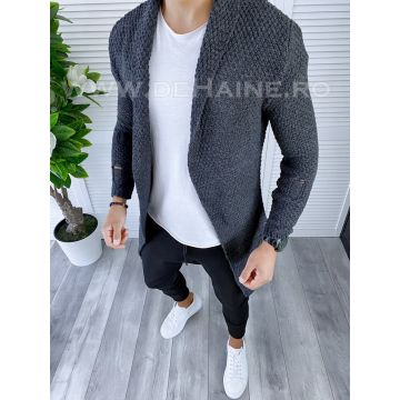 Cardigan barbati gri inchis slim fit ZR T3557   K14