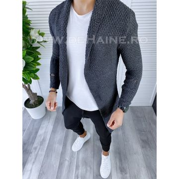 Cardigan barbati gri inchis slim fit ZR T3557 83-4.1