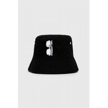 Karl Lagerfeld palarie reversibila din bumbac culoarea negru, bumbac Karl Lagerfeld palarie reversibila din bumbac culoarea negru, bumbac