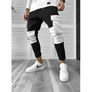 Pantaloni de trening negri conici CU MIC DEFECT DEFK211 P20-4.1